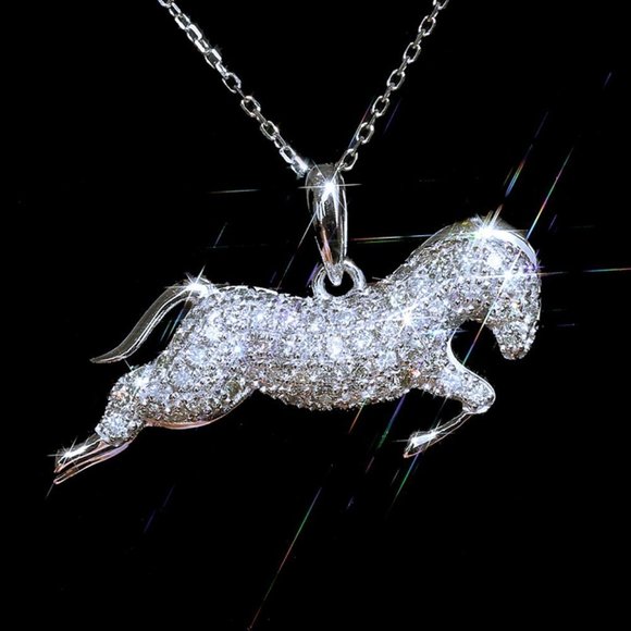 🎁 Horse Zircon Full Diamond Silver Plated Dainty Necklace for Women, EVG… - Picture 3 of 6